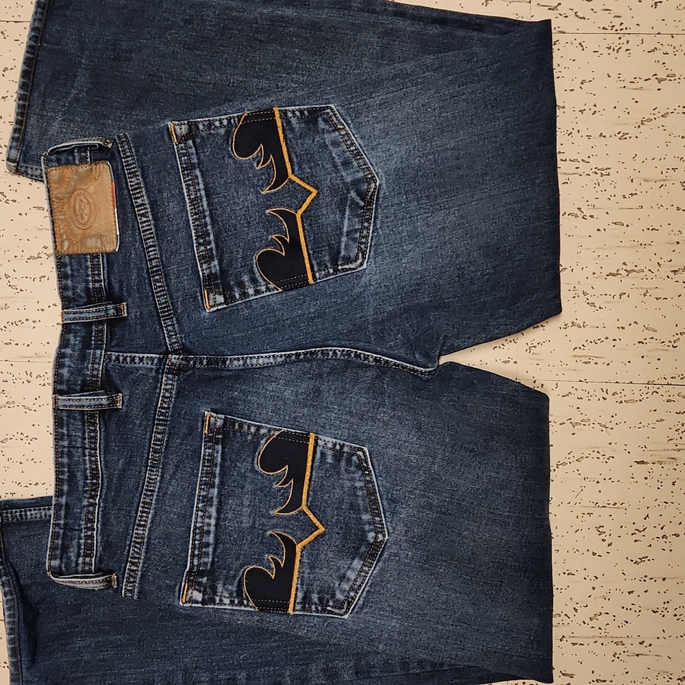 Diesel Industry Italy Dark Blue Wash Embroidered Straight Leg Jeans Vintage Y2K